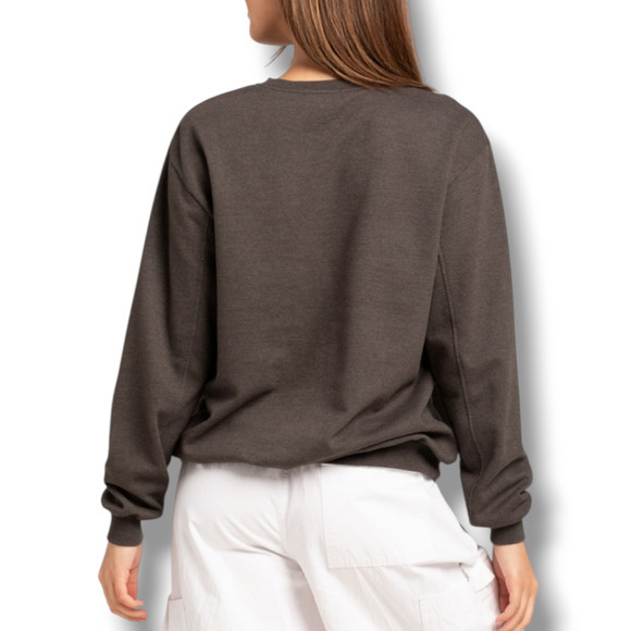 Full Tilt Women's Oversized Boston Massachusetts Embroidered Crewneck Sweatshirt - Picture 3 of 11